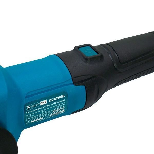 Потужна кутова безщіткова шліфмашина PROFI-TEC DGA201BL POWERLine : з АКБ 20 V 2шт-4.0 Ah+ЗП, диск 125 мм, 7500 об/хв 005963 фото