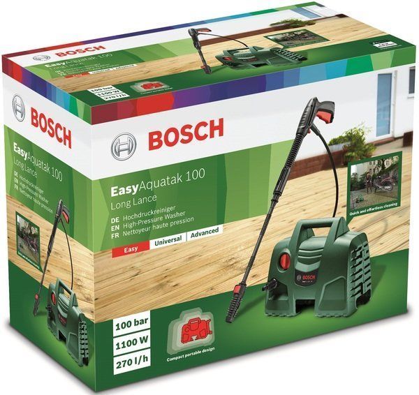 Потужна мийка високого тиску Bosch EasyAquatak 100 Long Lance : 1200 Вт, 100 бар, 300 л/год 06008A7E01 фото