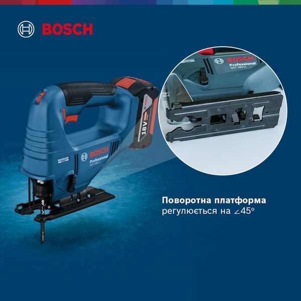 Професійний акумуляторний лобзик Bosch GST 183-LI Solo : без АКБ, 3300 об/хв, глибина різу 95мм 06015B7020 фото