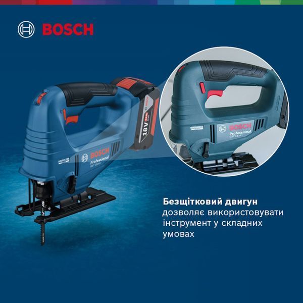 Професійний акумуляторний лобзик Bosch GST 183-LI Solo : без АКБ, 3300 об/хв, глибина різу 95мм 06015B7020 фото