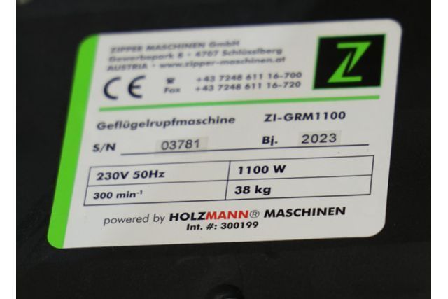 Машина Zipper ZI-GRM1100 для обскубування пір&rsquo;я &mdash; 1100 Вт, барабанна &Oslash; 550 мм ZI-GRM1100 фото