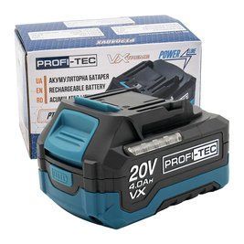 Акумуляторна батарея PROFI-TEC PT2040VX POWERLine : 20V, 4.0Аh, з індикатором заряду, високострумова (007021) 007021 фото