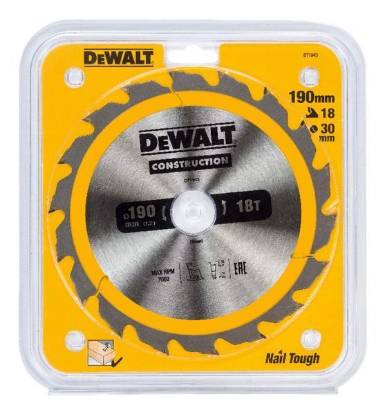 Диск пильний 190 х 30 (18Т) DeWALT DT1943 DT1943 фото
