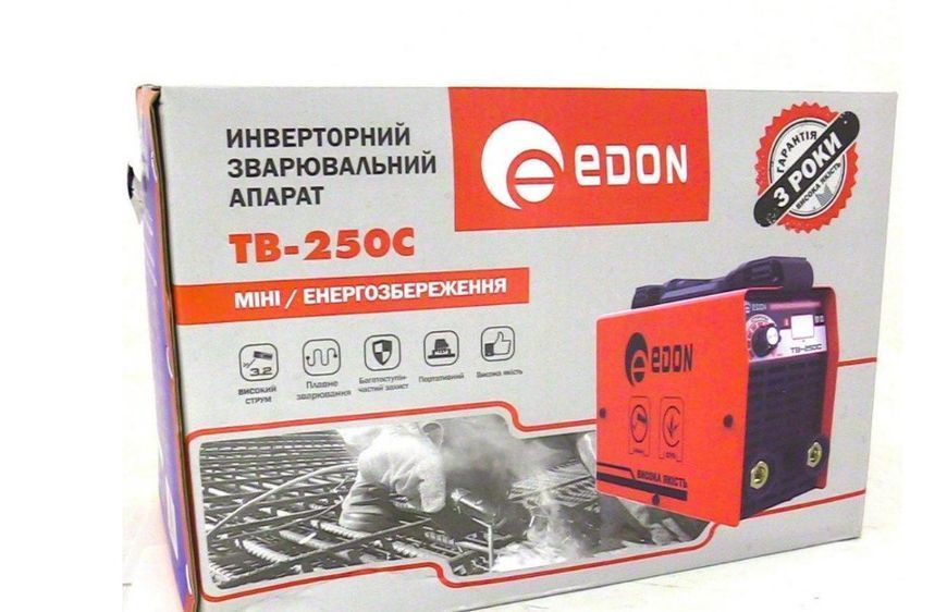 Потужний зварювальний апарат (зварка) Edon TB-250C (3.9 кВт, 250 А, 1.6-3.2 мм електрод) для дому TB-250C фото