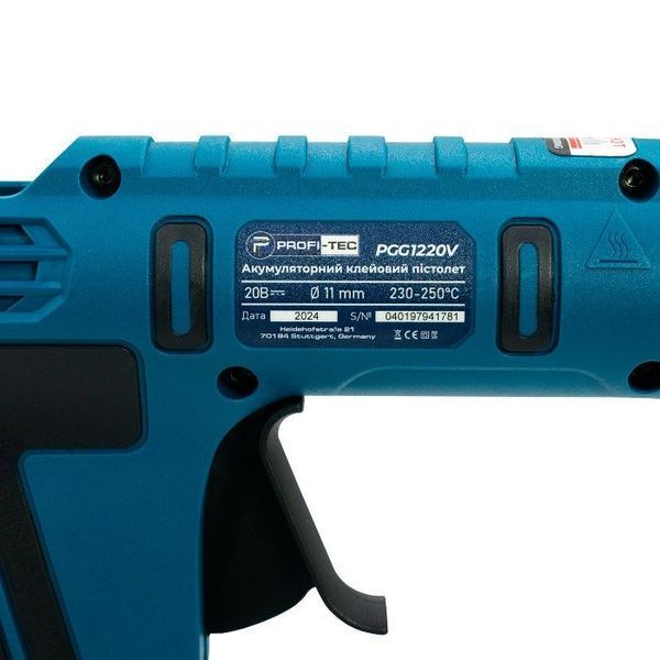 Професійний акумуляторний клейовий пістолет PROFI-TEC PGG1120V POWERLine : без АКБ, 230 &ndash; 250 &deg;С 006109 фото