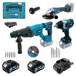 Набір акумуляторний інструментів PROFI-TEC Combo Set 3/5 POWERLine PBH201BL, DTW800BL, DGA20BL : з АКБ 2шт-20V 4.0Ач+ЗП Combo Set 3/5 фото