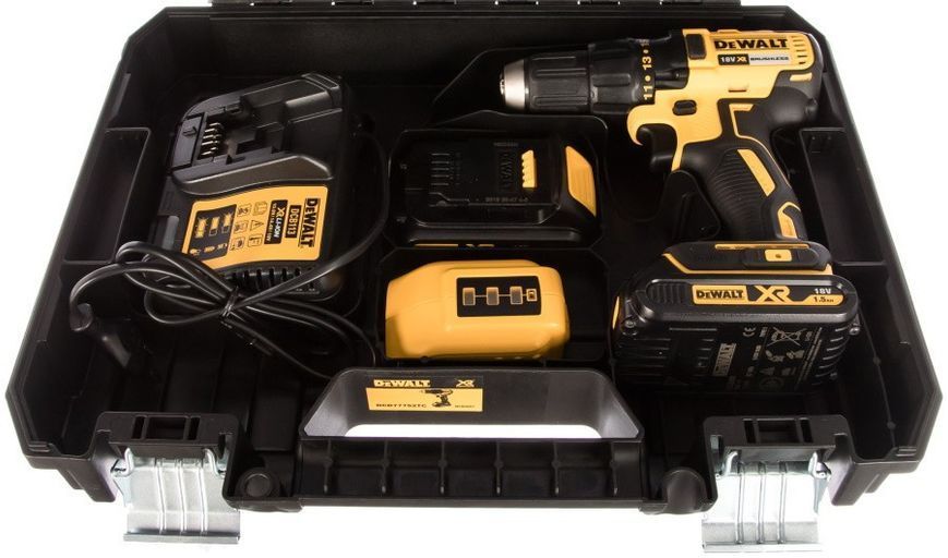 Потужний акумуляторний дриль-шуруповерт безщітковий DeWALT DCD777S2T : 65 Нм, 18B (акум. 2шт 1.5A ельбокс) DCD777S2T фото