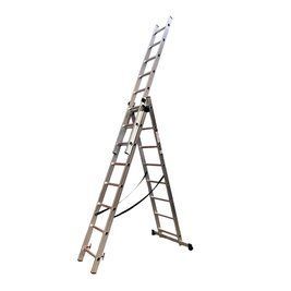 Драбина алюмінієва трисекційна GTM KME308 3x8 сходинок 2.18-4.88м (39945) 39945 фото