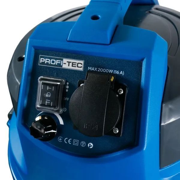 Потужний будівельний пилосос PROFI-TEC PVC1438 : 1400 Вт, 38л сухе/вологе, вбудована розетка (006532) 006532 фото