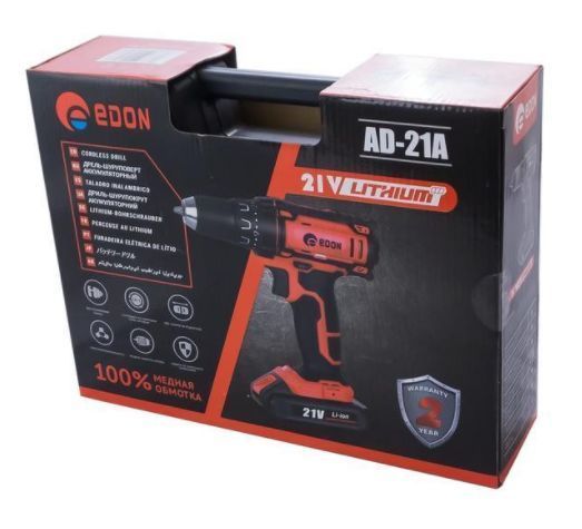 Шуруповерт аккумуляторний 2А / 21В 1450 об/хв., EDON AD-21A AD-21A фото