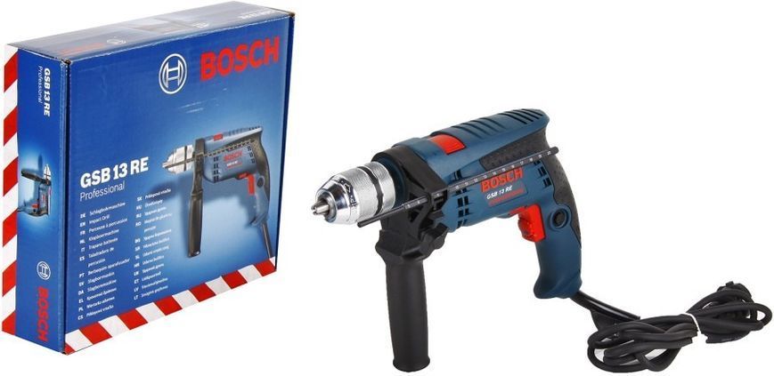 Професійна дриль електрична ударна (електродриль) Bosch GSB 13 RE БЗП : 600 Вт, 1.5-13мм сверло, 1.8 кг 0601217100 0601217100 фото