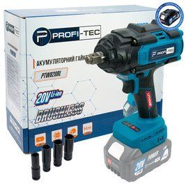 Потужний гайковерт ударний акумуляторний PROFI-TEC PTW820BL POWERLine : без АКБ, 720 Нм 006106 фото