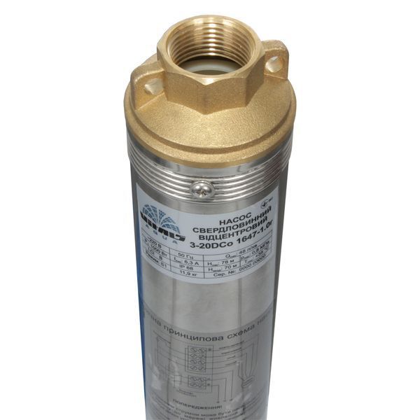 Потужний насос заглибний свердловинний відцентровий Vitals aqua 3-20DCo 1647-1.0r : 1000 Вт, напір 78 м, 2850 об/хв, кабель 25 м 48642 фото