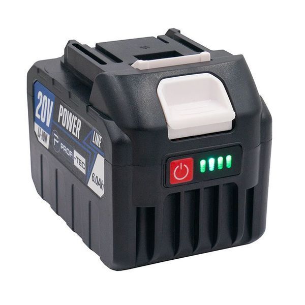 Акумуляторна батарея PROFI-TEC PT2060MP POWERLine : 20V, 6.0 Аh, з індикатором заряду, високострумова 006094 фото