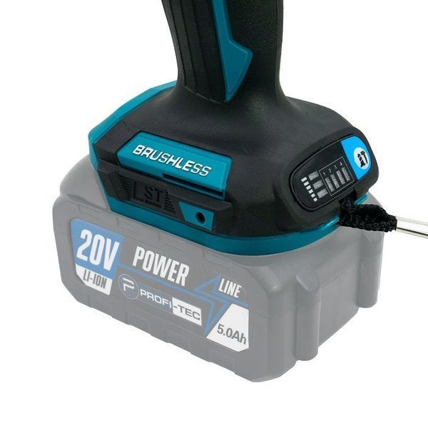Потужний акумуляторний імпульсний гвинтоверт PROFI-TEC PID1820BL POWERLine: без АКБ, 180 Нм 006107 фото