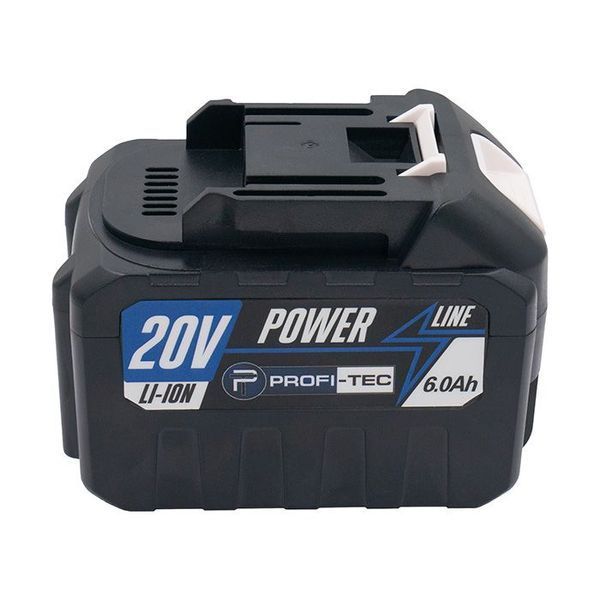 Акумуляторна батарея PROFI-TEC PT2060MP POWERLine : 20V, 6.0 Аh, з індикатором заряду, високострумова 006094 фото