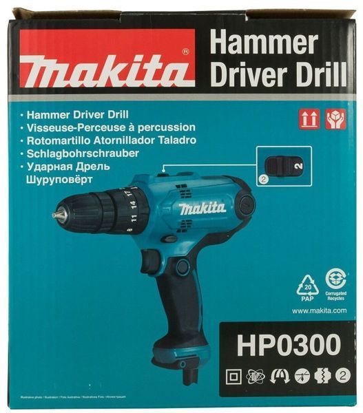 Потужний електричний дриль-шуруповерт (електрошуруповерт) MAKITA HP0300 : 220 Вт, 1-10мм сверло шуруповерт для дому HP0300 фото