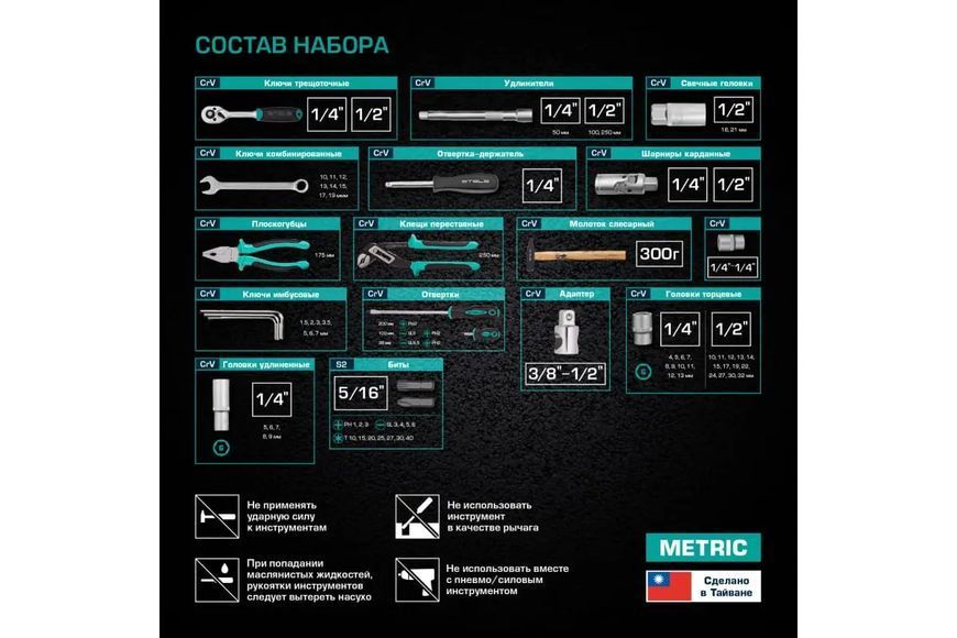 Професійний універсальний набір ручного інструменту Stels 76 шт. посилений кейс, набір ключів для авто і дому 14104 14104 фото