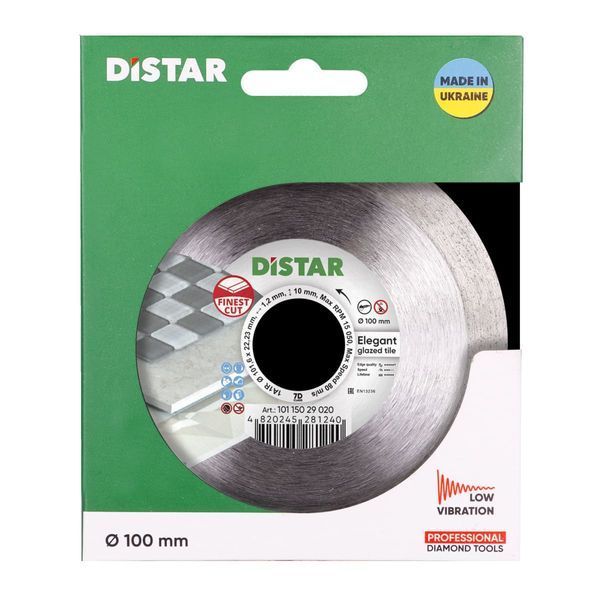 Диск алмазний відрізний Distar 1A1R 100 Elegant : 100x1,2x22,23мм, кераміка, керамограніт (10115029020) 10115029020 фото