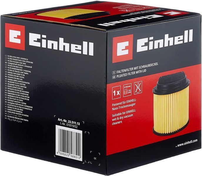Фільтр гофрований до будівельного порохотяга 20-30л Einhell (2351113) 2351113 фото
