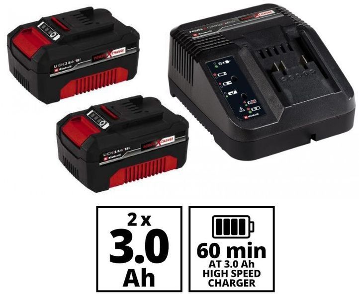 Набір акумуляторних інструментів EINHELL TK 18/3 Li (CD+AG+HD+2 Battery+Bag) : з АКБ 2шт-18V 3.0Ач+ЗП 4514305, 4513970, 4431155 фото