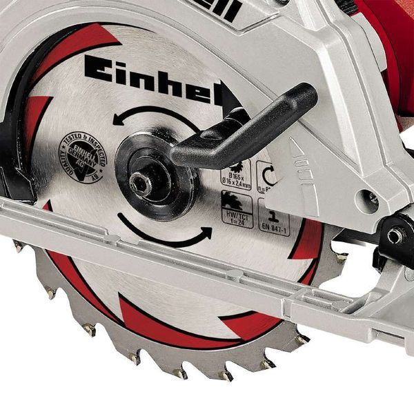 Потужна пила циркулярна Einhell TE-CS 165 : 1200 Вт, диск 165x16x2,4 мм / зубів 24, об.х.х.5500 об/хв 4331010 фото