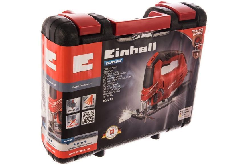 Професійний електричний ручний лобзик (електролобзик) Einhell TC-JS 85 : 620 Вт, 3000 об/хв, глибина різу 85мм (4321140) 4321140 фото