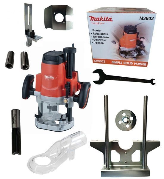 Електричний ручний столярний фрезер по дереву Makita M3602 : 1650 Вт, 12 цанга, 22000 об/хв електрофрезер M3602 фото