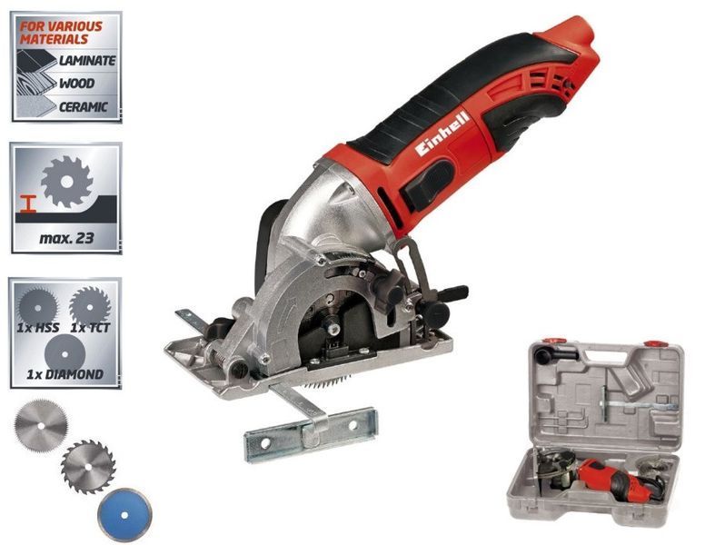 Електрична універсальна міні-дискова пила по дереву (роторайзер) Einhell TC-CS Kit 860 : 450 Вт, 23мм глибина 4330992 4330992 фото