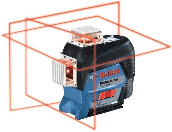 Професійний акумуляторний лазерний нівелір (червоний лазер) Bosch GLL 3-80 CG : 12V, кейс Оригінал 0601063T00 фото
