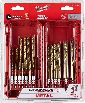 Професійний набір свердел по металу Milwaukee RedHEX HSS-G TiN (19 шт) пластиковий кейс 4932493866 фото
