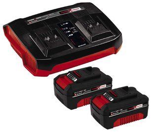 Потужний зарядний пристрій і акумулятор 18V 2 шт x 4,0Ah Twincharger Kit Einhell Power-X-Change 4512112 фото