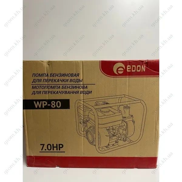 Мотопомпа для чистої / легко-брудної води (шланг 80мм) Edon WP-80 : 4 тактний, 60 куб.м/год, 30м підйому WP-80 фото