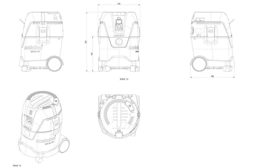 Будівельний пилосос Metabo ASA 25 L PC 602014000 фото