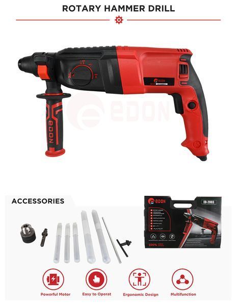 Потужний перфоратор багатофункціональний Edon ED-2803 : 900 Вт, SDS-plus, 4900 уд/хв, 850 об/хв ED-2803 фото