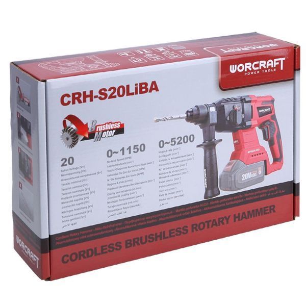Акумуляторний безщітковий перфоратор WORCRAFT CRH-S20LiBA (удар 3,0 Дж, SDS-Plus) каркас 13162 фото