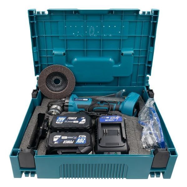 Потужна кутова безщіткова шліфмашина PROFI-TEC PGA202BL POWERLine : з АКБ 2шт-20V 4.0Ah, диск 125 мм, 8500 об/хв 006296 фото
