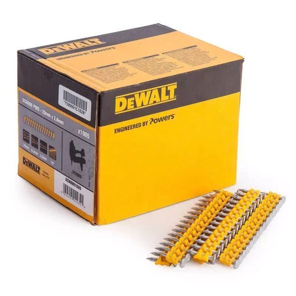 Цвяхи по м&rsquo;якому бетону для степлера DCN890 DeWALT DCN8901035 : 35 х 2.6 - 1005 шт, DCN8901035 фото