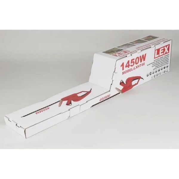 Електричний садовий кущоріз LEX 1450 W LXHT46 : 1450Вт, шина 460 мм, 2,8 кг, (LXHT46) lxht46 фото
