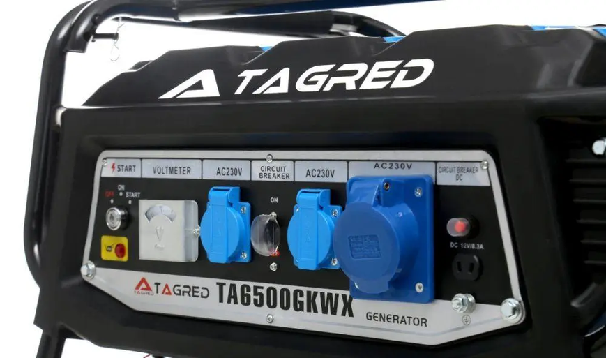 Бензиновий генератор з електростартером потужністю 6,5 кВт TAGRED TA6500GKWX ((AVR)+ мідна обмотка) TA6500GKWX фото