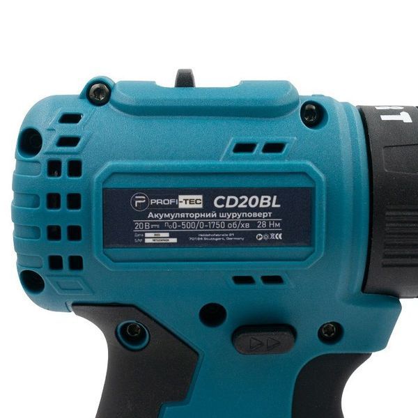 Потужний акумуляторний шуруповерт PROFI-TEC PCD3520BL POWERLine : з АКБ 2шт-20V 2.0 Ah, 28 Нм, набір головок 006074 фото