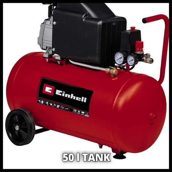 Потужний масляний компресор Einhell TC-AC 270/50/8 : 1,8 кВт /2,5 к.с., об.х.х. 2850 об/хв, 270 л/хв, 8 бар 4007360 фото