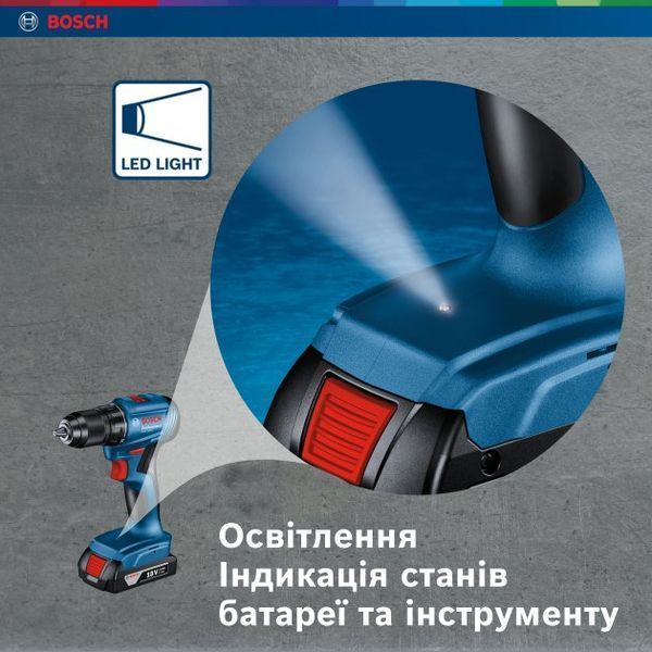 Акумуляторний безщітковий дриль-шурупокрут Bosch GSR 185-LI Professional : 2 АКБ 18V 2.0Ah + З/П, 1900 об/хв, вага 1.3 кг у кейсі 06019K3000 фото