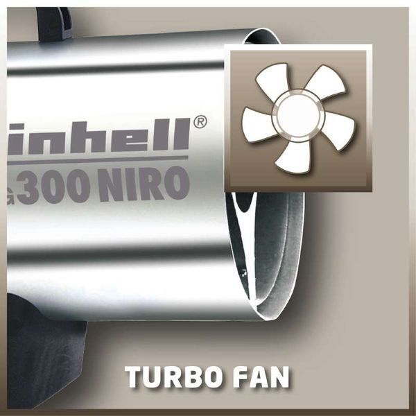 Потужний обігрівач газовий Einhell HGG 300 Niro : з АКБ 18V 2.5Ah, 30 кВт, тиск 1.5 бар, витрата повітря 1000 м3 / г (2330910) 2330910, 4512097 фото