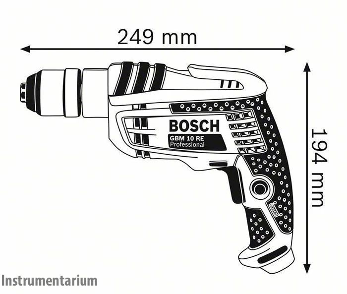 Професійна дриль електричний безударний Bosch Professional GBM 10 RE : 600 Вт, 2600 об/хв, Нм 20, діаметр свердла 1-10 мм 0601473600 фото