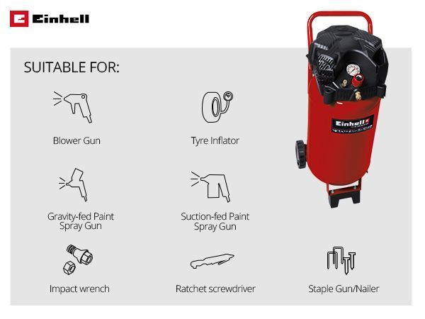 Потужний компресор Einhell TC-AC 240/50/10 OF : 1.5 кВт, 240 л/хв, 10 бар, ресивер 50л 4010393 фото