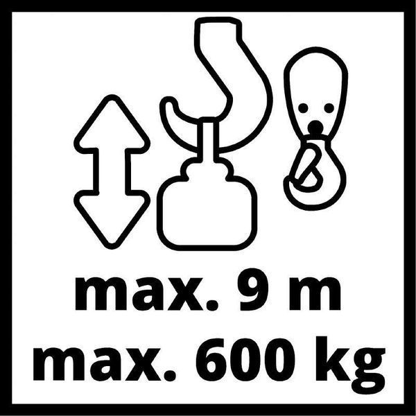 Тельфер Einhell TC-EH 600 : 1050 Вт, без шківа/ з шківом 300/600 кг, без шківа/зі шківом 18 м/9 м, вага 16.75 кг 2255150 фото