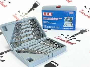 Набір рожково-накидних ключів з тріскачкою на кардане 12 шт LEX LXKRS12S LXKRS12S фото