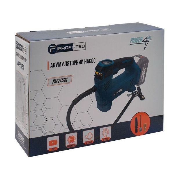 Потужний акумуляторний насос PROFI-TEC PAP2012BL POWERLine : без АКБ 20V, 10.3 бар, 12 л/хв КАРКАС 005901 фото