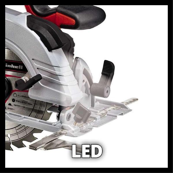 Потужна пила циркулярна акумуляторна Einhell TE-CS 18/190 Li-Solo New : з 18 V 4,0 Аг+ЗП, х.х. 3800 об/хв, диск 190 x &Oslash;20 мм / 24 4331210 4512042 фото